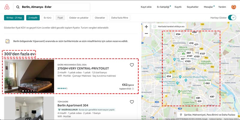 airbnb'de ev kiralama
